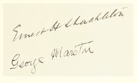 Signatures of Sir Ernest Henry Shackleton and George Marston